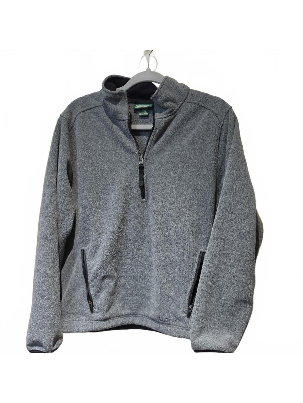 LL Bean Womens 1/4 Zip Fleece Pullover Gray Long Sleeve L Regular Polyester